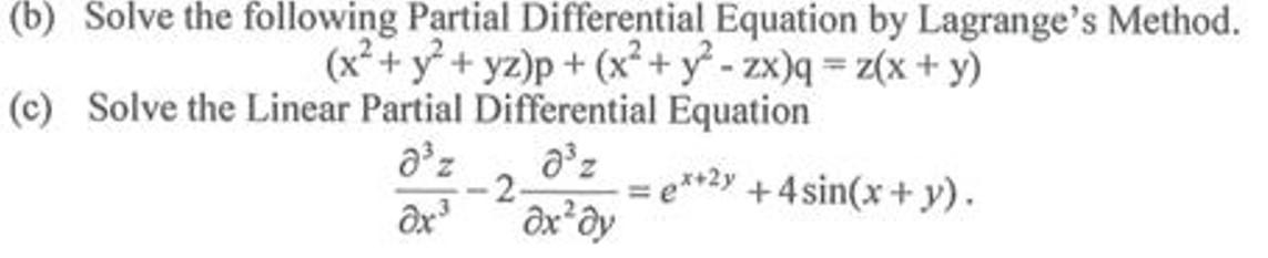 Solved (b) Solve the following Partial Differential Equation | Chegg.com