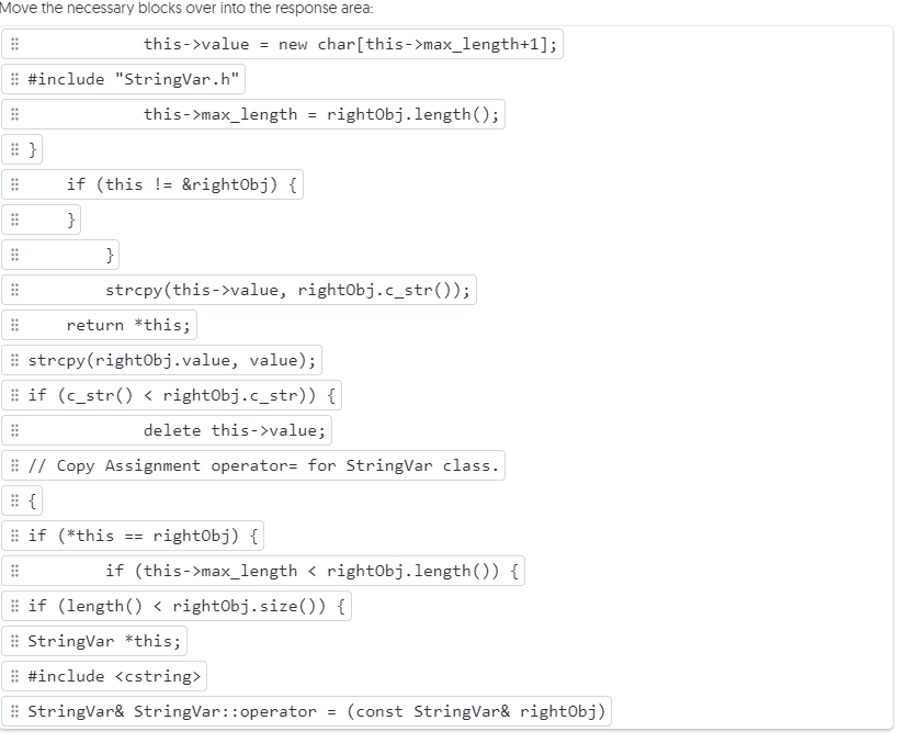 Solved Implement the copy assignment operator= for the | Chegg.com