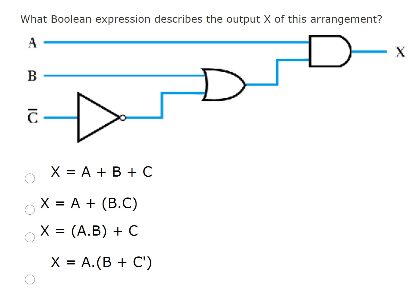 Solved What Boolean Expression Describes The Output X Of | Chegg.com