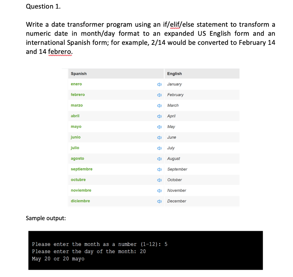 Solved Question 30. Write a date transformer program using an