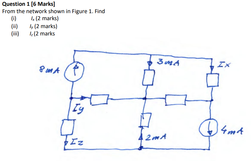 Solved Question 1 [6 Marks] From the network shown in Figure | Chegg.com