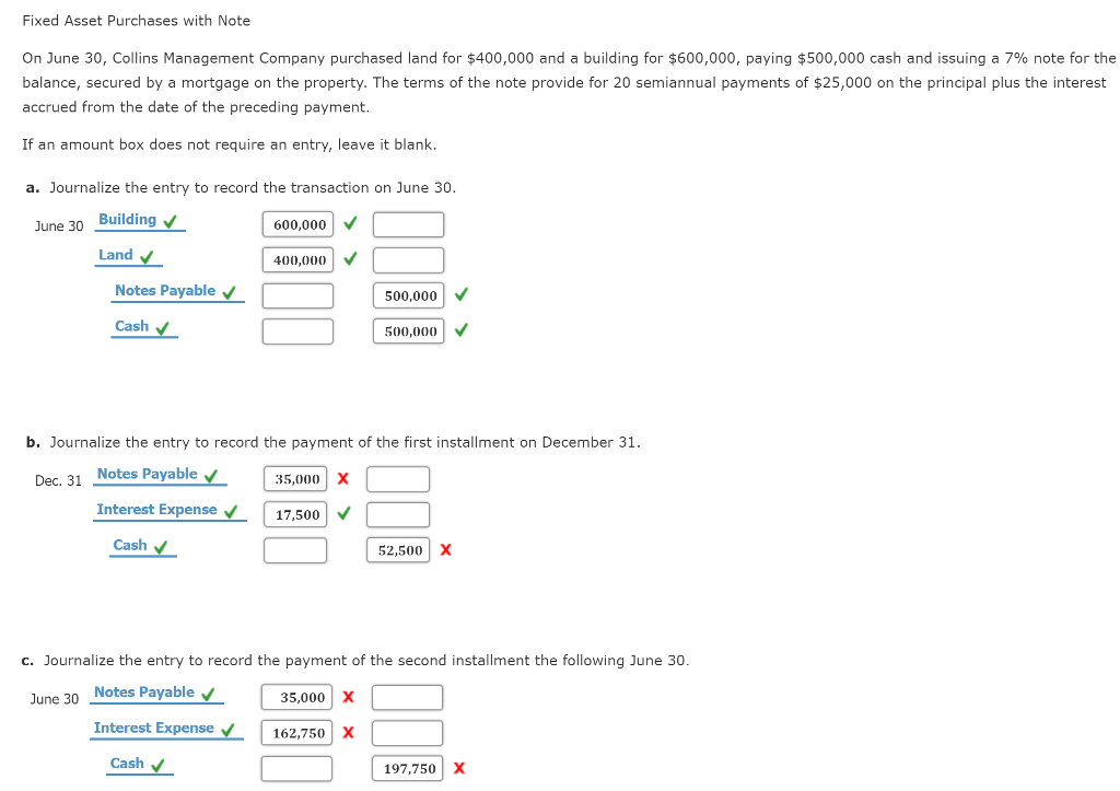 Solved Fixed Asset Purchases With Note On June 30 Collins Chegg