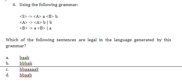 Solved 4. Using The Following Grammar: | Chegg.com