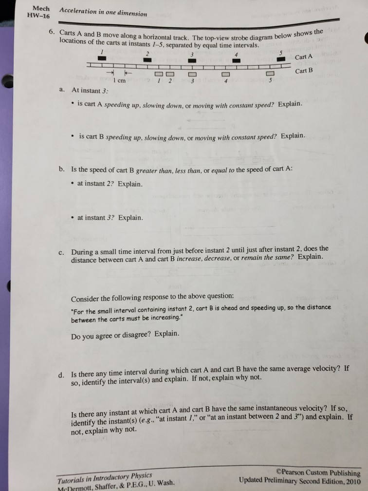 Solved Mech Hw-14 Acceleration In One Dimension 3. Describe 