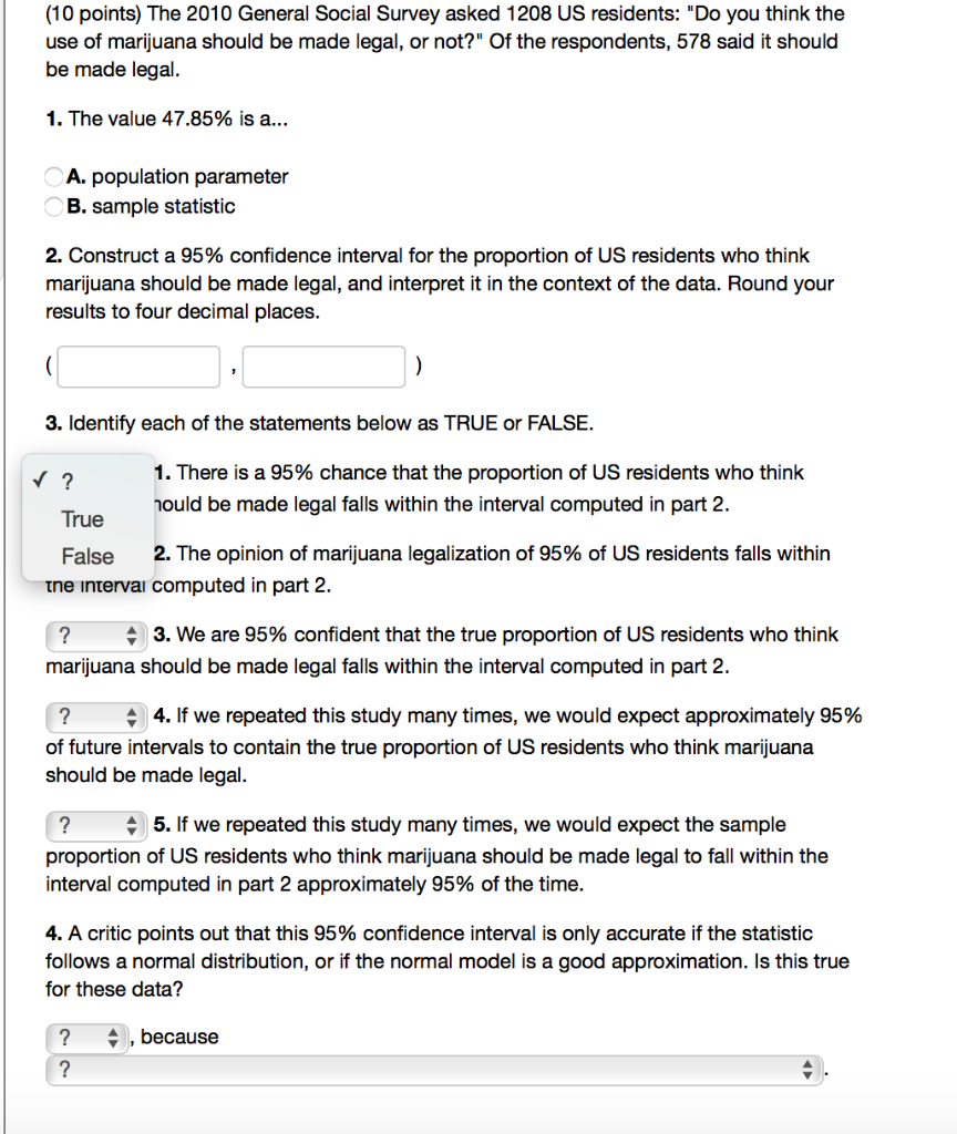 Solved (10 points) The 2010 General Social Survey asked 1208 | Chegg.com