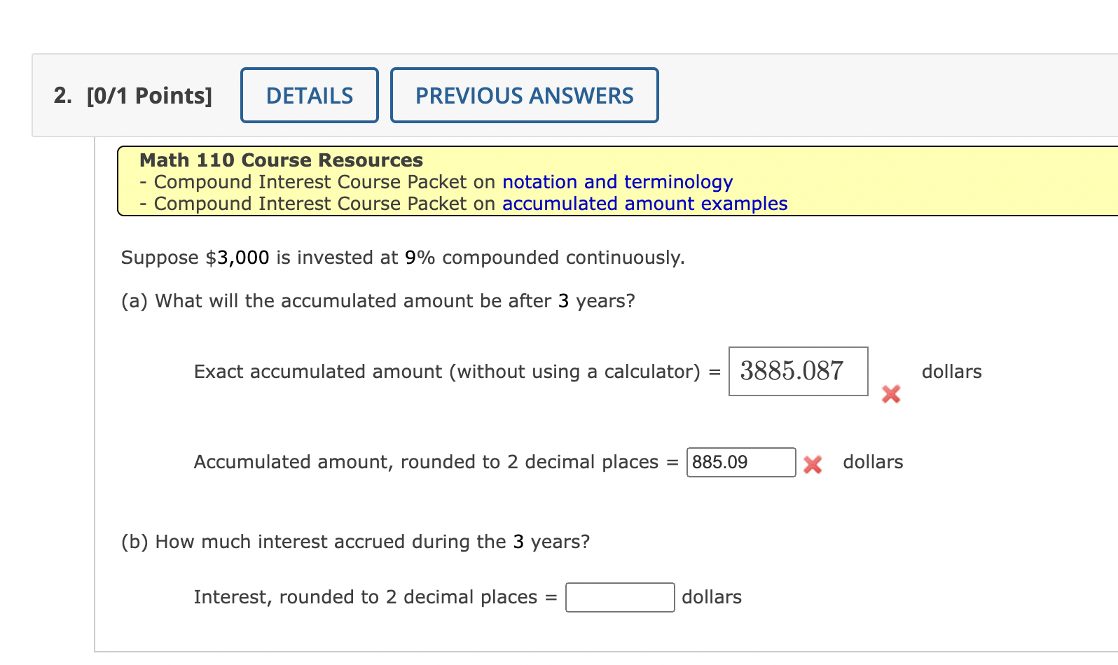 Solved 2. [0/1 Points] DETAILS PREVIOUS ANSWERS Math 110 | Chegg.com
