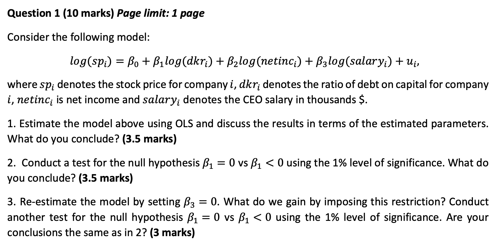 Solved Consider The Following Model: | Chegg.com