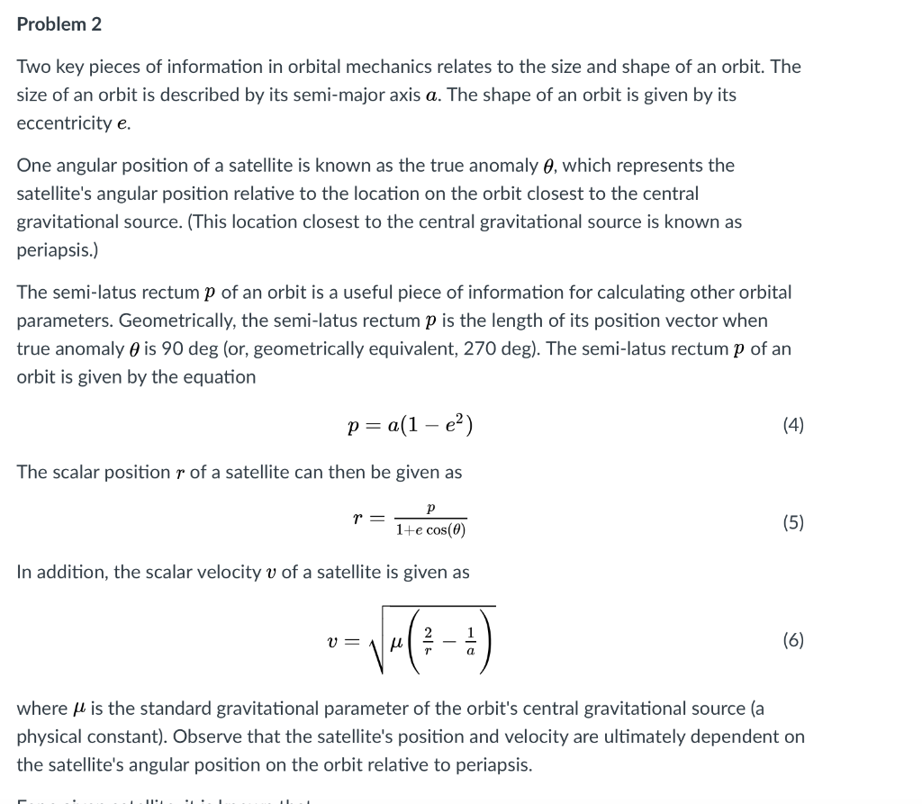 Solved Problem 2 Two Key Pieces Of Information In Orbital Chegg Com