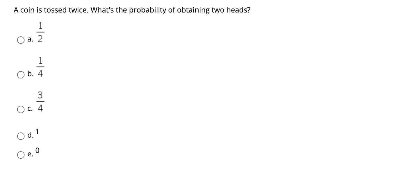 Solved A Coin Is Tossed Twice. What's The Probability Of | Chegg.com