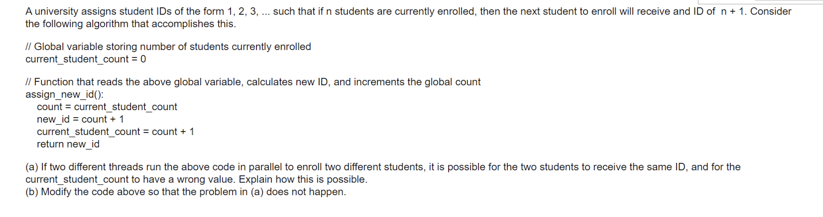 Solved A university assigns student IDs of the form 1, 2, 3, | Chegg.com