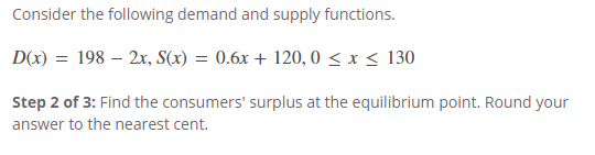 Solved Consider the following demand and supply functions. | Chegg.com
