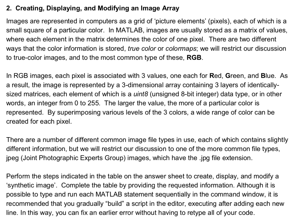 2. Creating, Displaying, and Modifying an Image Array | Chegg.com