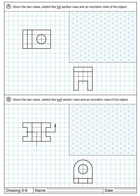 Solved A Given the two views, sketch the full section view | Chegg.com