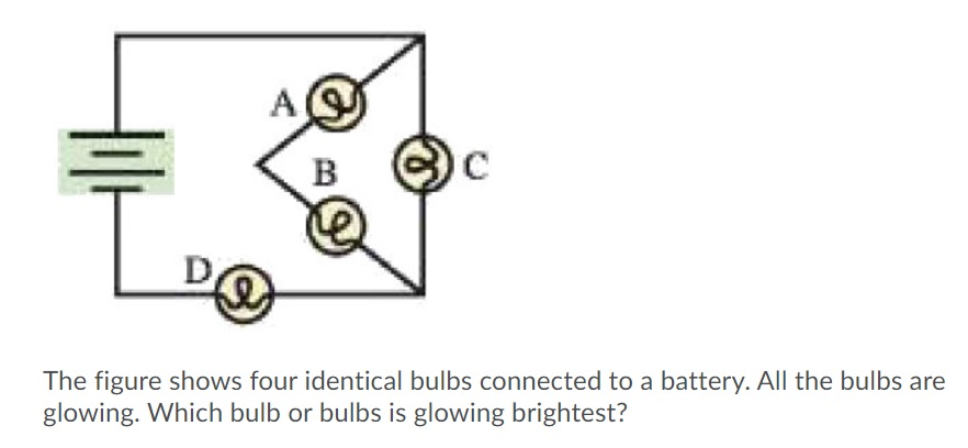 Solved AU B C The figure shows four identical bulbs | Chegg.com