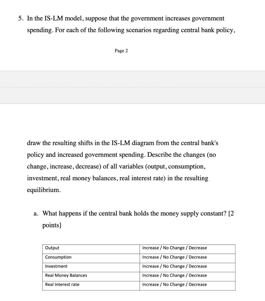 Solved 5. In the IS-LM model, suppose that the government | Chegg.com