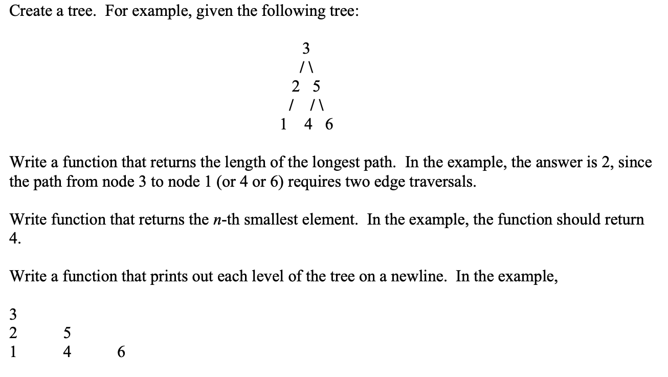 Create a tree. For example, given the following tree: | Chegg.com