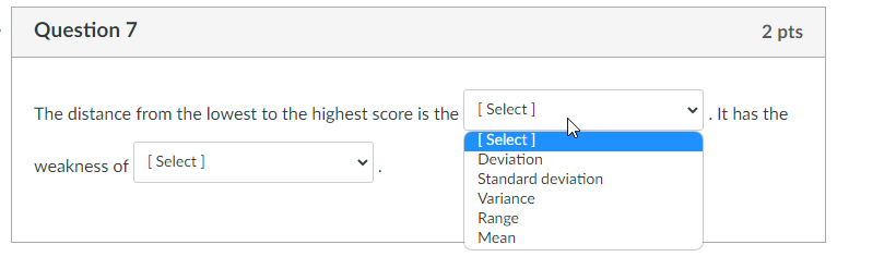 Solved The distance from the lowest to the highest score is | Chegg.com