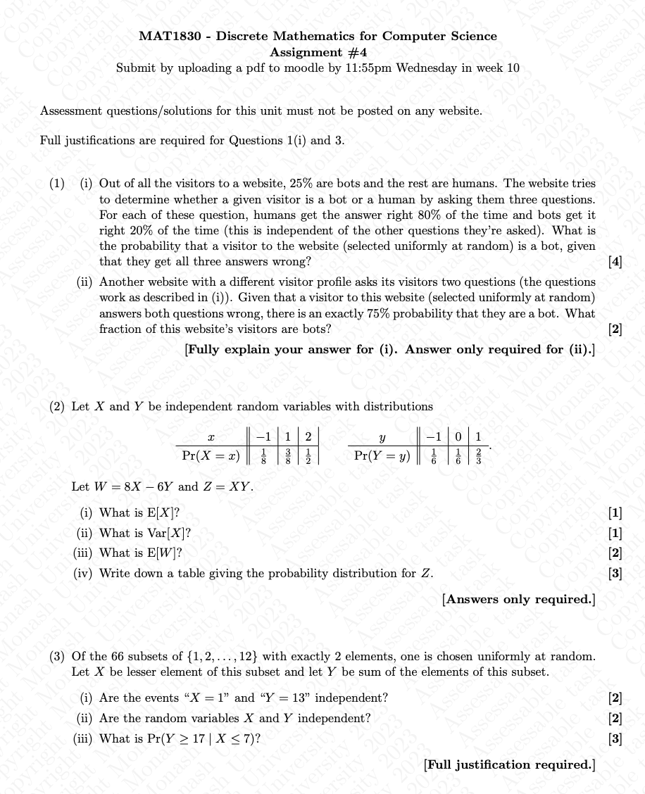 Solved MAT1830 - Discrete Mathematics For Computer Science | Chegg.com