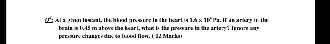 Solved O‘: At a given instant, the blood pressure in the | Chegg.com