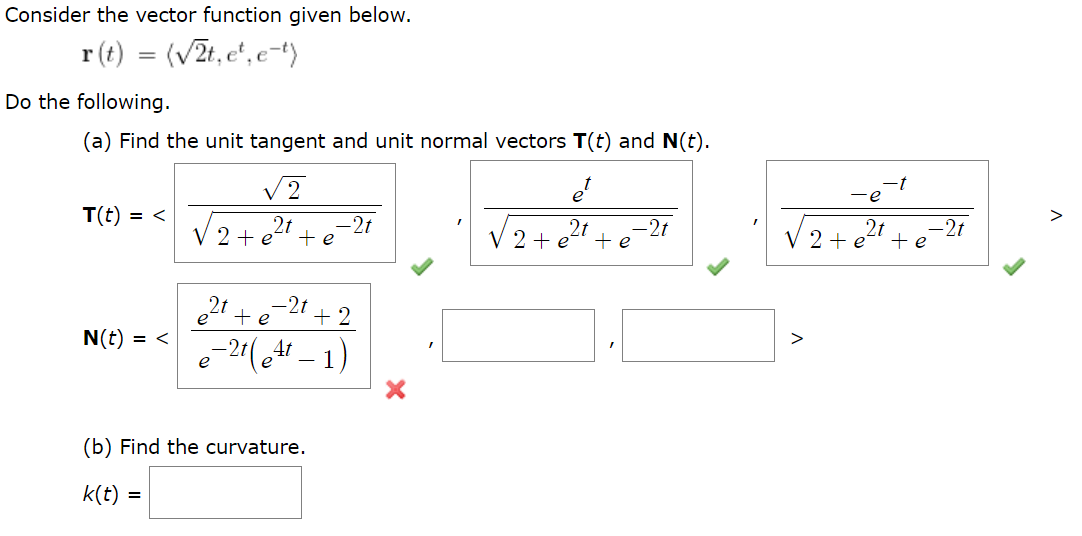 Solved Consider The Vector Function Given Below R T Chegg Com