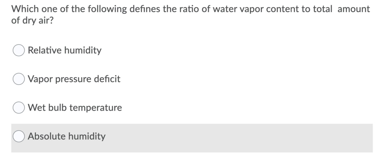 solved-which-one-of-the-following-defines-the-ratio-of-water-chegg