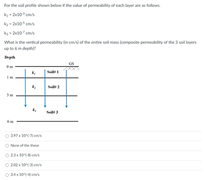 Solved For the soil profile shown below if the value of | Chegg.com