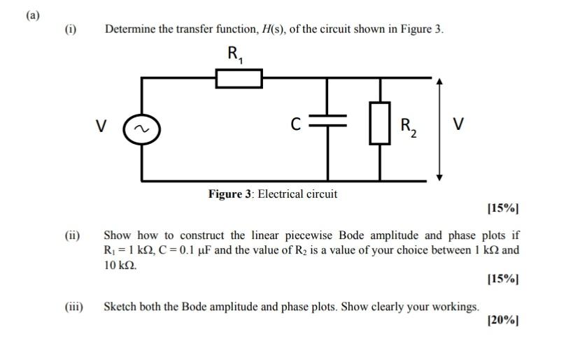 Solved (a) (1) Determine the transfer function, H(s), of the | Chegg.com