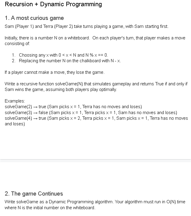 Recursion + Dynamic Programming 1. A most curious | Chegg.com
