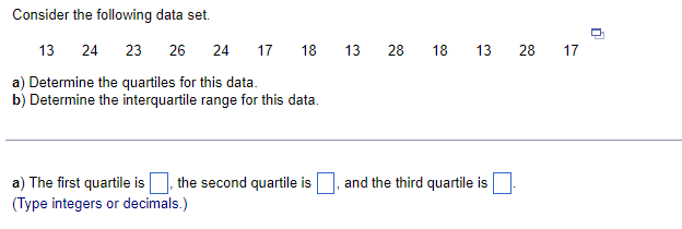 determine the interquartile range of the dataset