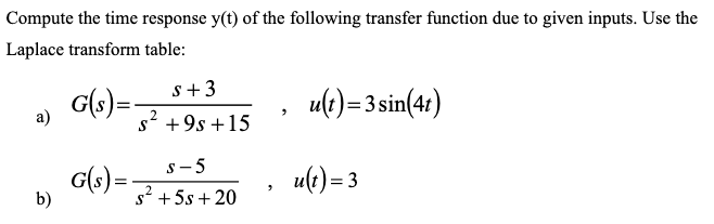 Solved Compute The Time Response Y T Of The Following Chegg Com