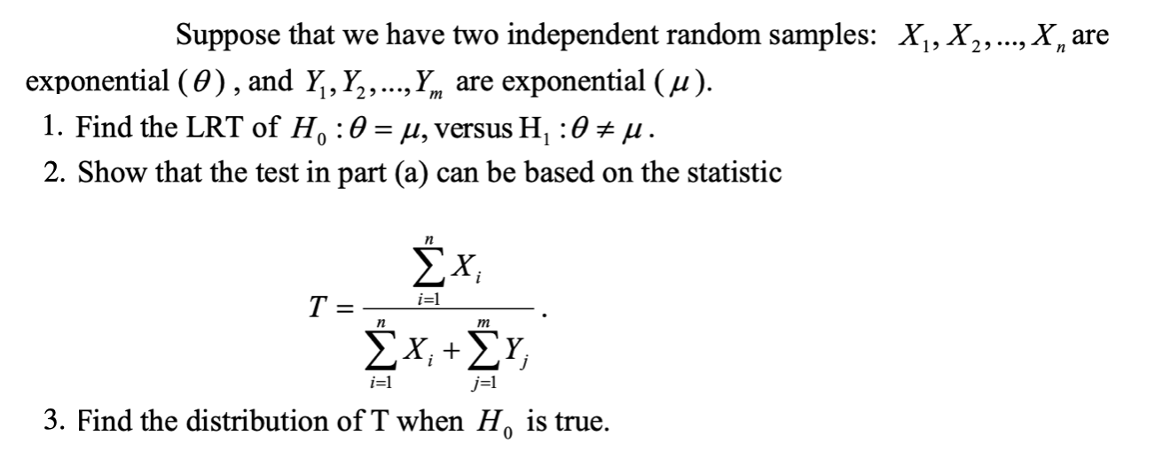 Solved Suppose That We Have Two Independent Random Samples: | Chegg.com