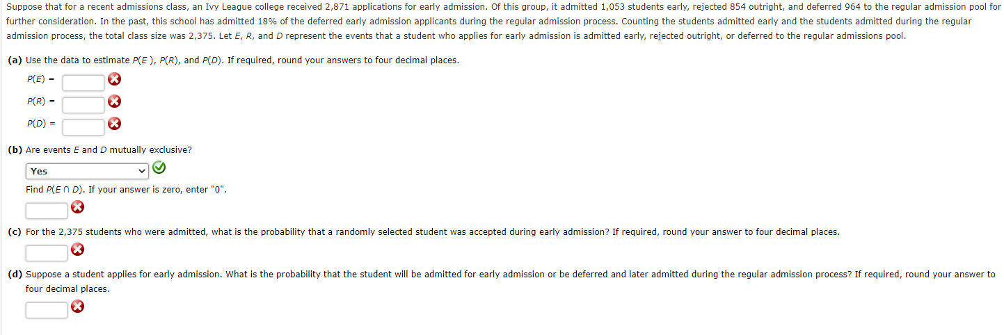 Solved Suppose that for a recent admissions class, an Ivy | Chegg.com