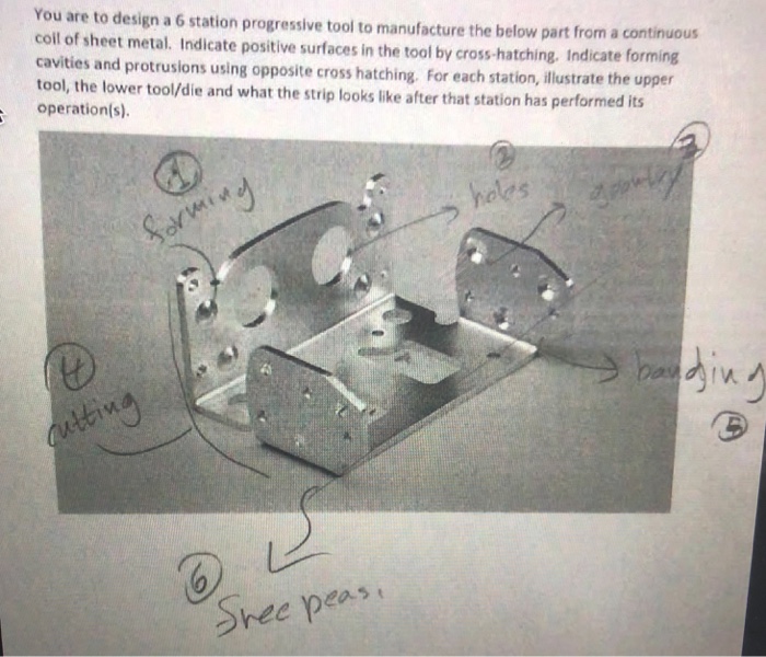 Solved You are to design a 6 station progressive tool to | Chegg.com