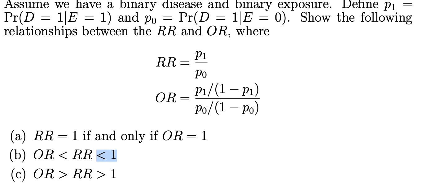 Solved Assume we have a binary disease and binary exposure. | Chegg.com