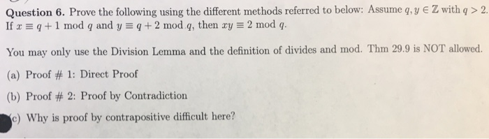 Solved Prove the following using the different methods | Chegg.com