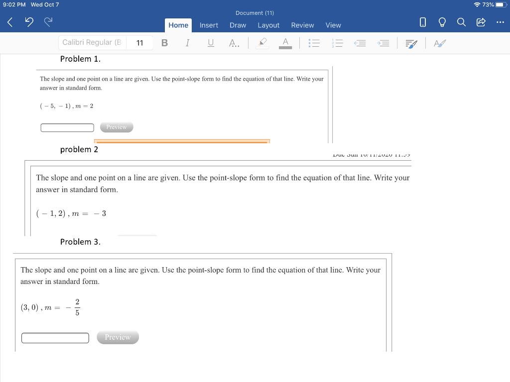 Solved 9:02 PM Wed Oct 7 73% Document (11) Home 14 Draw | Chegg.com