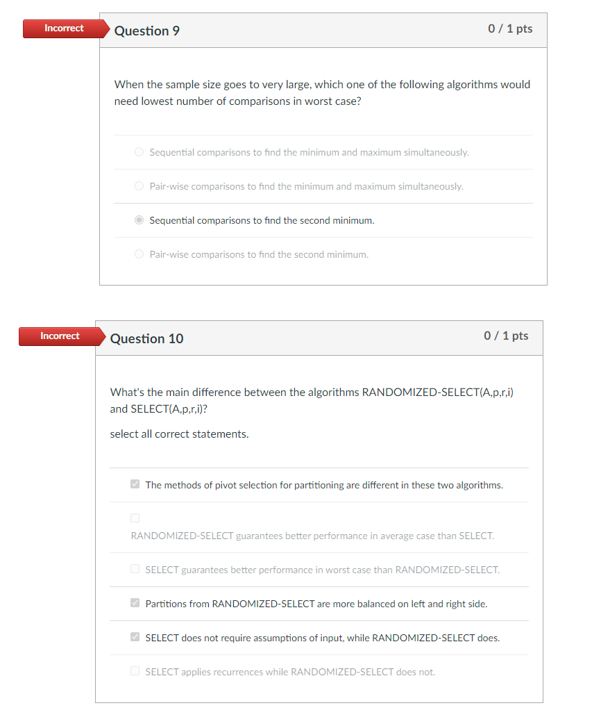 Solved Incorrect Question 9 0 / 1 pts When the sample size | Chegg.com