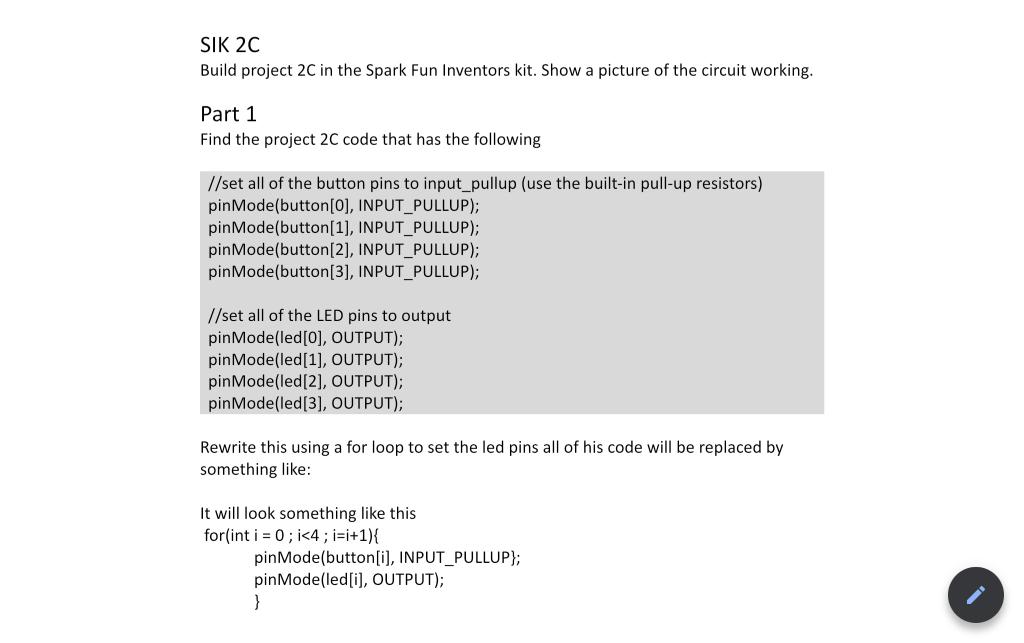 Solved SIK 2C Build project 2C in the Spark Fun Inventors | Chegg.com