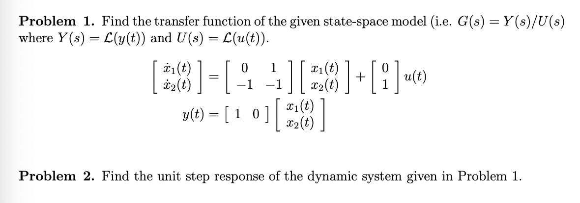 Solved Problem 1. Find the transfer function of the given | Chegg.com