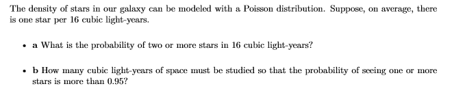 Solved The density of stars in our galaxy can be modeled | Chegg.com