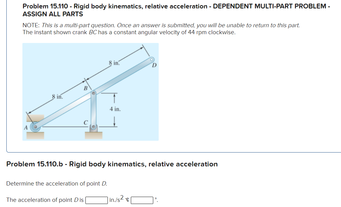 Solved Problem 15.110 - Rigid Body Kinematics, Relative | Chegg.com