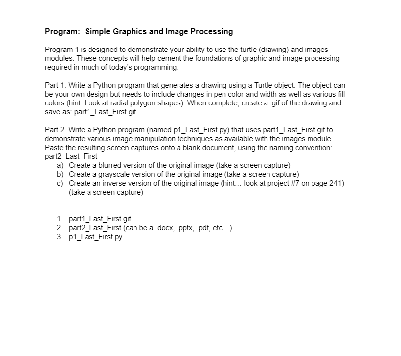 Solved Program: Simple Graphics and Image Processing Program | Chegg.com