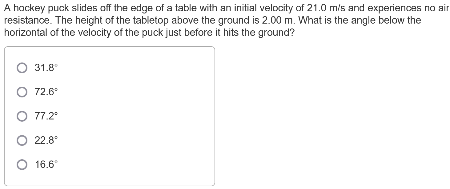 Solved A hockey puck slides off the edge of a table with an