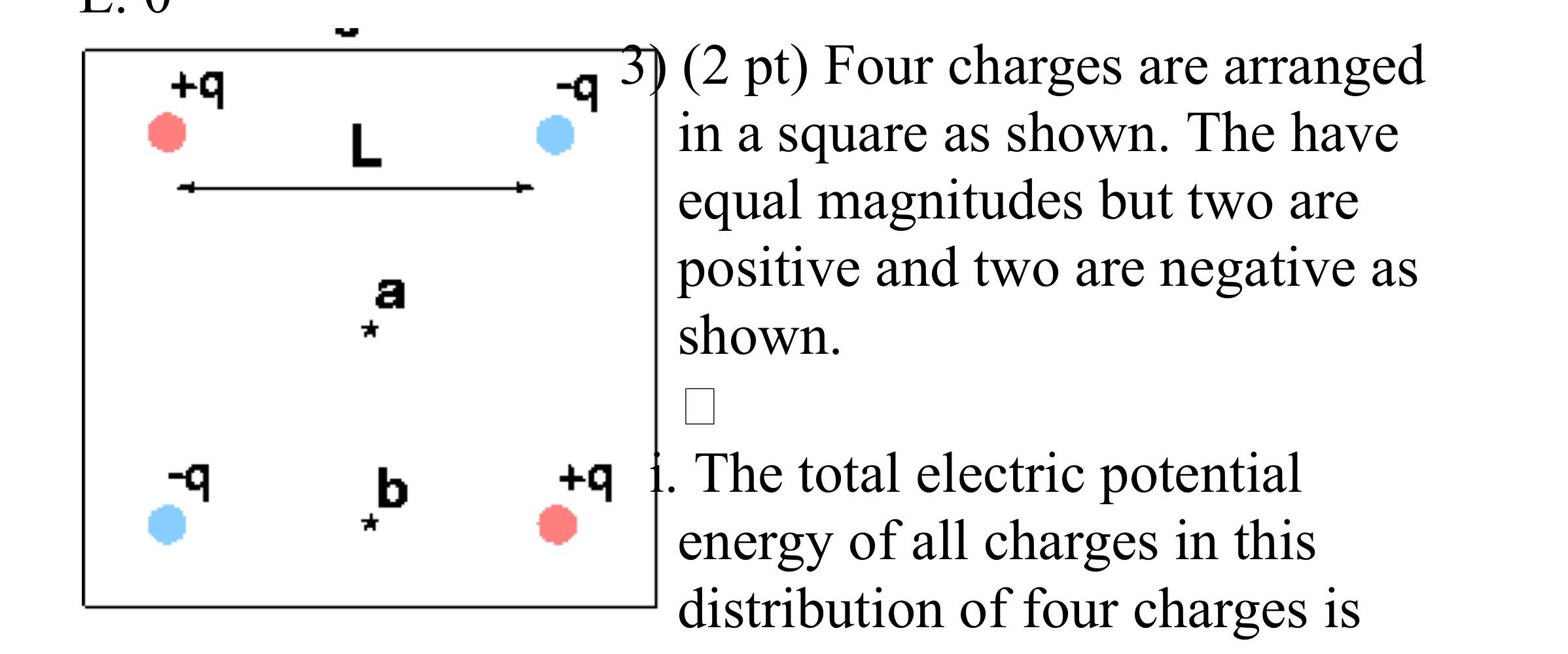 Solved ( 2 pt) Four charges are arranged in a square as | Chegg.com