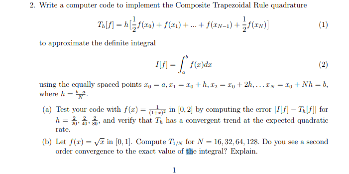 Solved 2. Write a computer code to implement the Composite | Chegg.com