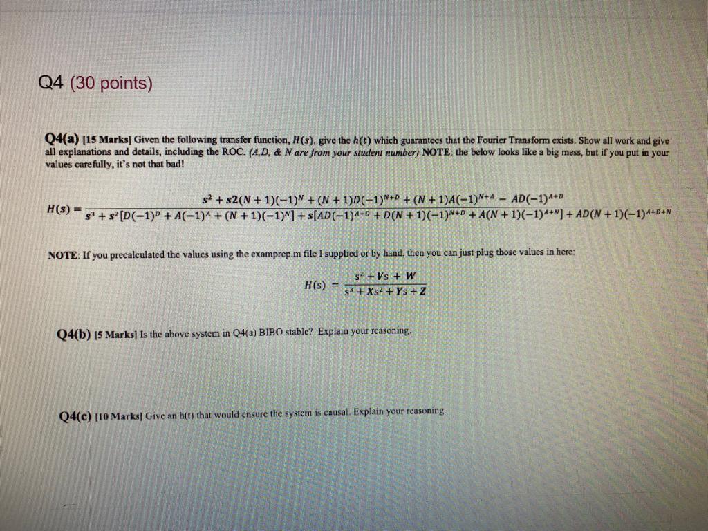 Solved Q4 (30 Points) Q4(a) [15 Marks] Given The Following | Chegg.com