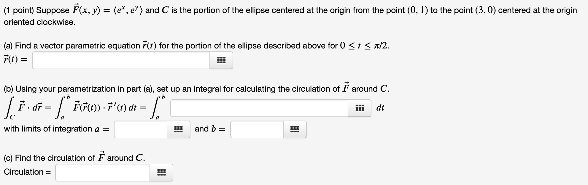 Solved 1 Point Suppose F X Y Ex Ey And C Is The