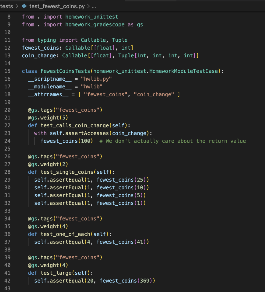 Solved Problem 2b – fewest_coins(): Smallest number of coins | Chegg.com