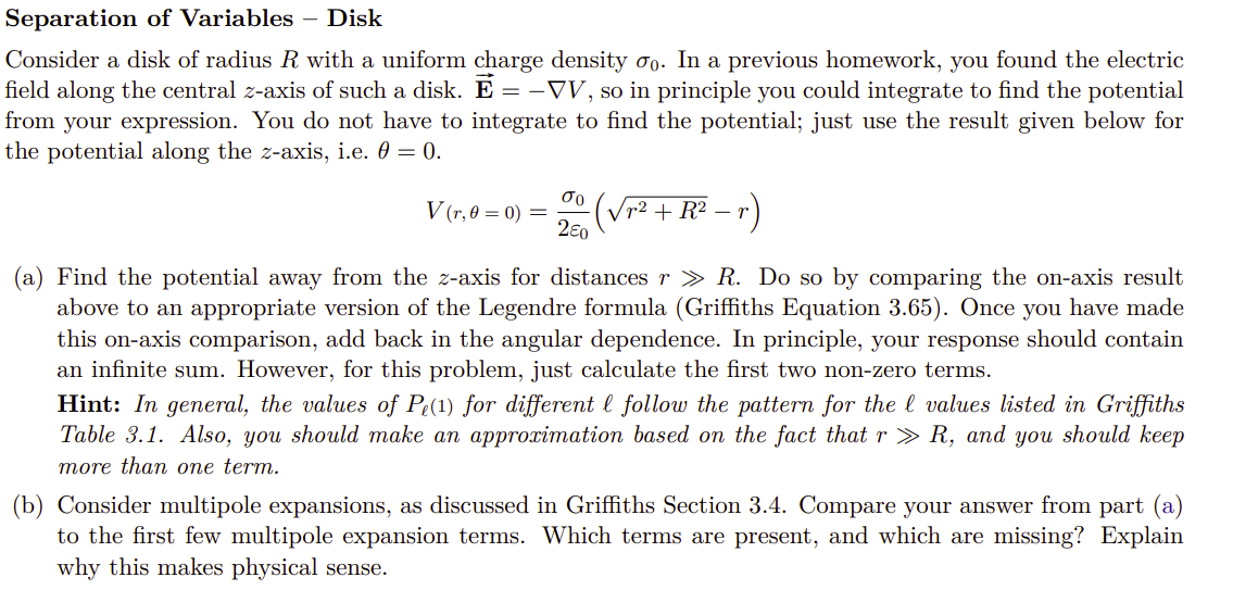 Solved eparation of Variables - Disk Consider a disk of | Chegg.com