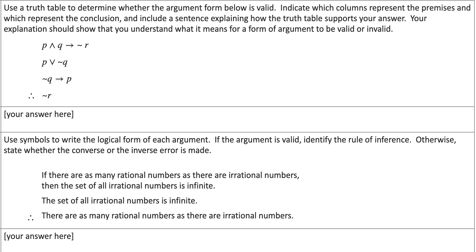 Solved Use a truth table to determine whether the argument | Chegg.com